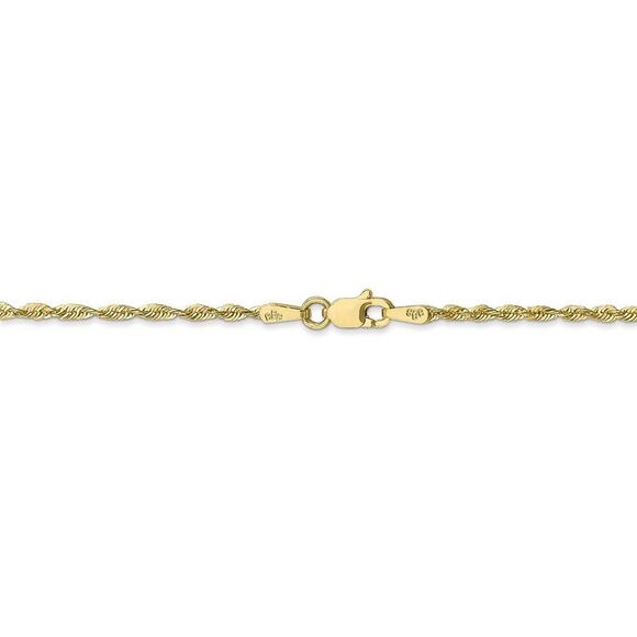 1.8mm, 10k Yellow Gold Lightweight D/C Rope Chain Necklace, 30 Inch - Picture 4 of 8